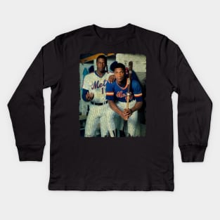 Dwight Gooden and Darryl Strawberry in New York Mets, 1983 Kids Long Sleeve T-Shirt